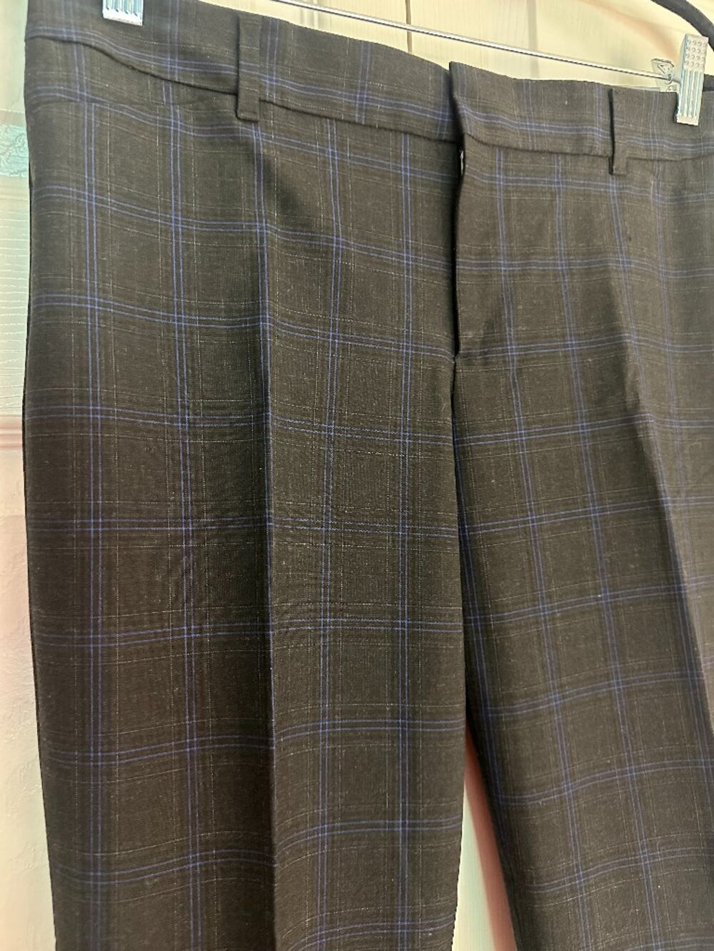 NWT Gap Slim Cropped Windowpane Plaid Pant Dark Gray with Blue 6